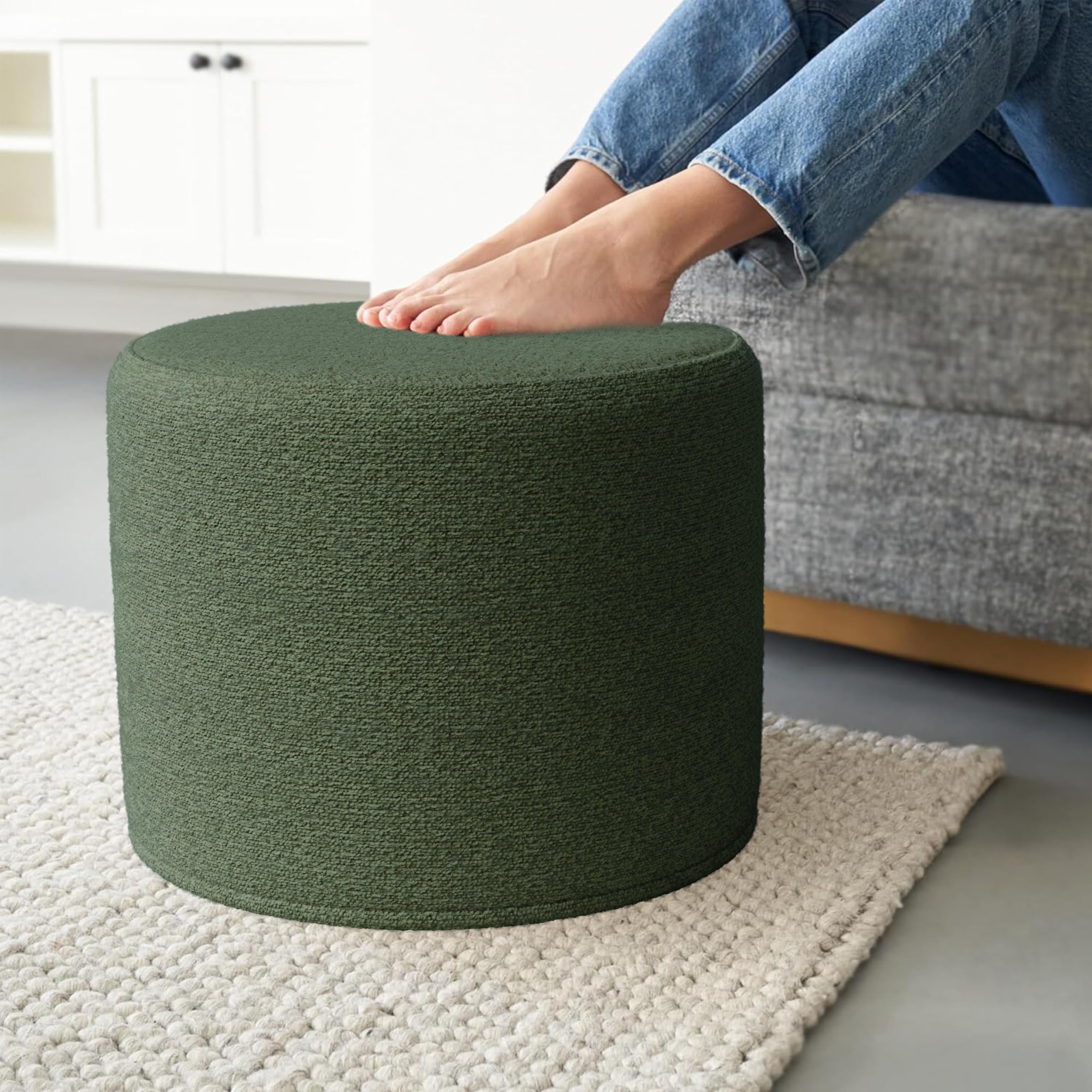 ZICOTO Beautiful Boucle Pouf Ottoman and Foot Rest - Elevate Your Living Room Decor with Lightwei... | Amazon (US)