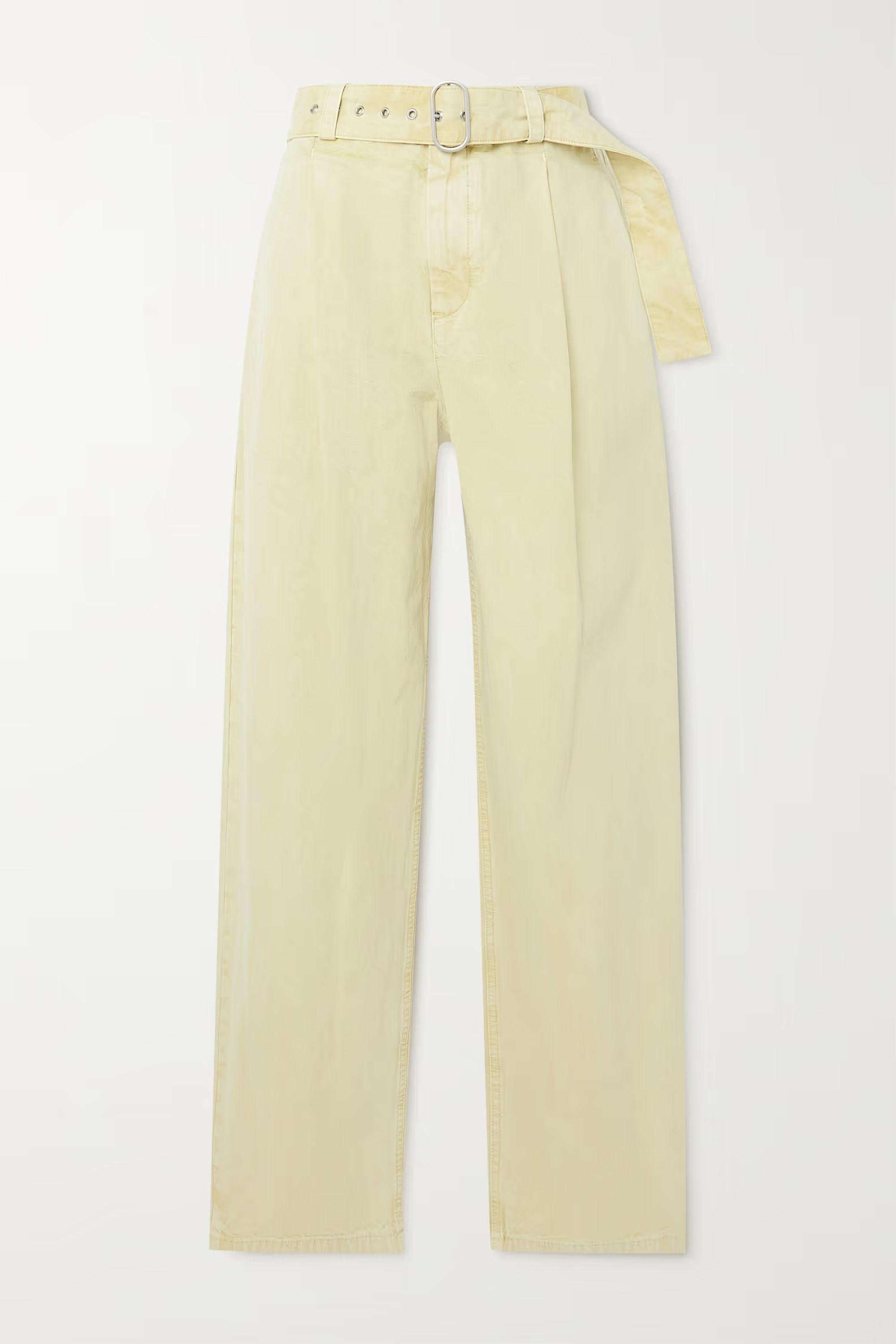 Light green Belted pleated cotton-canvas straight-leg pants | JIL SANDER | NET-A-PORTER | NET-A-PORTER (UK & EU)
