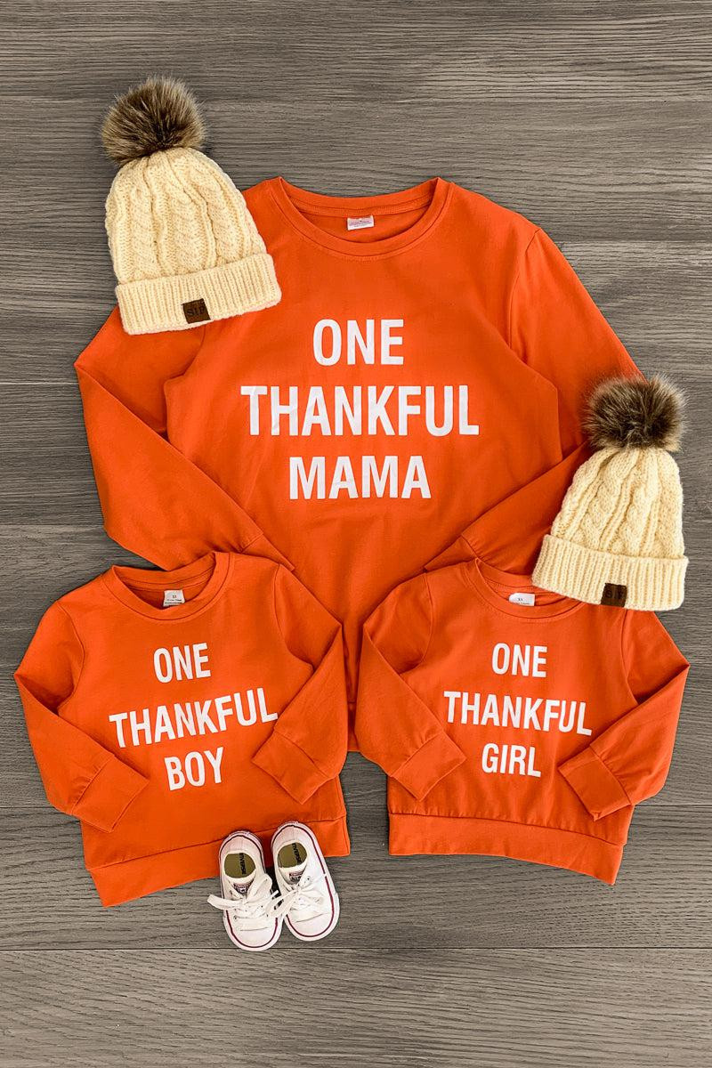 Mom & Kid - "One Thankful Mama, Girl, Boy" Top | Sparkle In Pink
