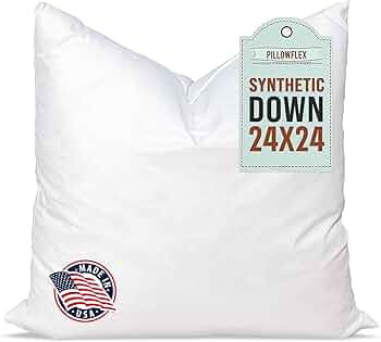 Pillowflex Synthetic Down Pillow Insert - 24x24 Down Alternative, Large Euro Pillow, Square Ultra... | Amazon (US)