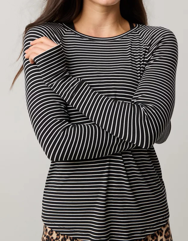 OFFLINE By Aerie Thumbs Up Ribbed Raglan Long Sleeve T-Shirt | Aerie