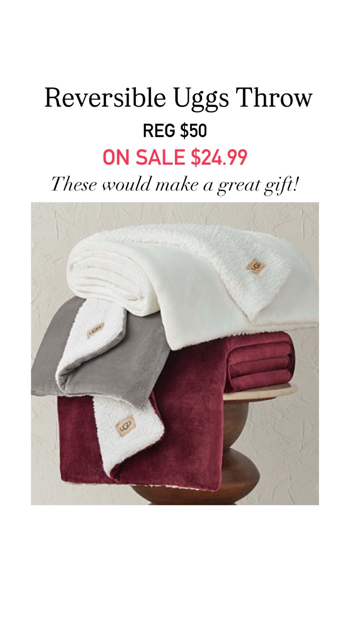 Reversible Ugg throw blanket 

#LTKHoliday #LTKGiftGuide #LTKCyberWeek