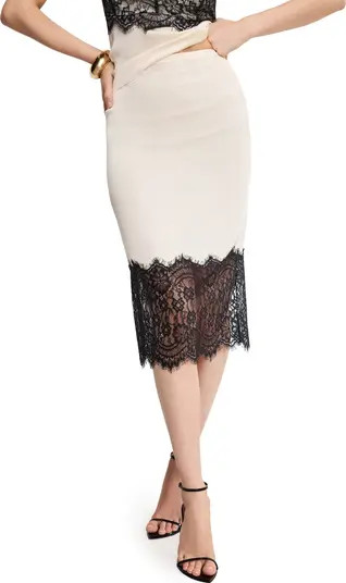 Lace Trim Satin Midi Skirt | Nordstrom