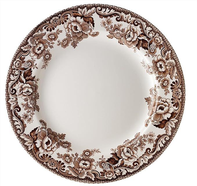 Spode Delamere Dinner Plate, Brown And White Scroll's And Flower's, Set of 4 | Amazon (US)