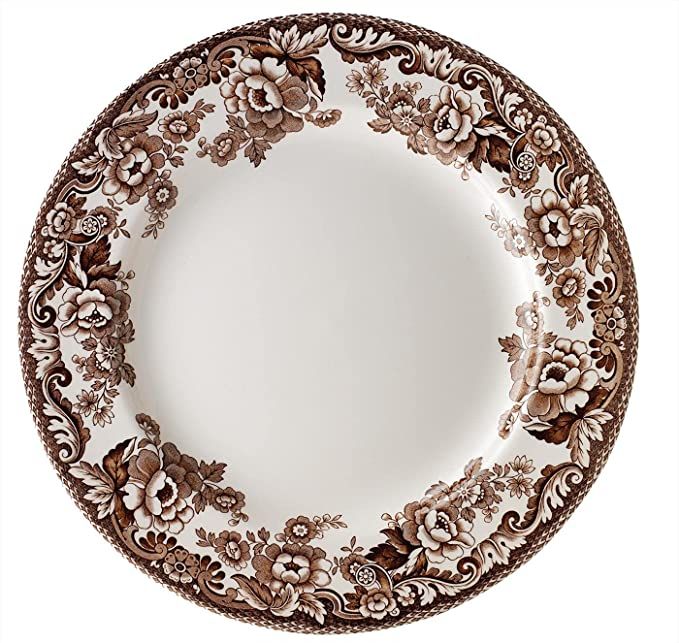 Spode Delamere Dinner Plate, Brown And White Scroll's And Flower's, Set of 4 | Amazon (US)