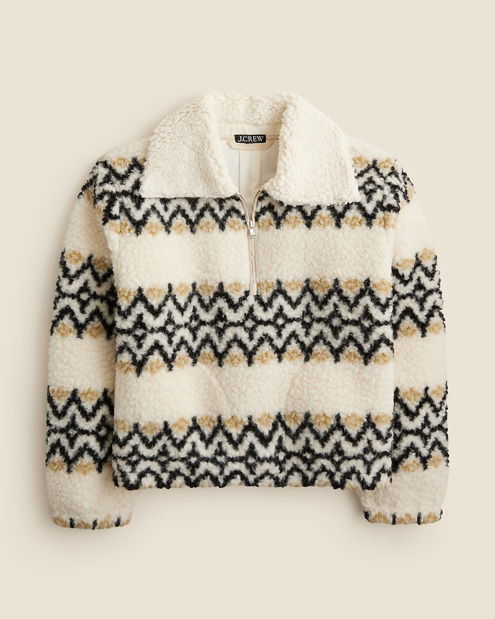 Jacquard-print sherpa half-zip fleece pullover | J. Crew US