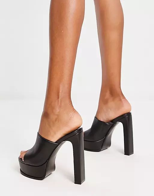 ALDO Savilla platform mule heeled sandals in black | ASOS (Global)