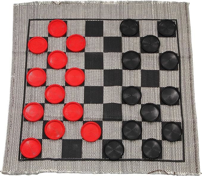 Jumbo Checkers Rug Game, 3 Inch Diameter Pieces (12 Red / 12 Black), Machine Washable, The Giant ... | Amazon (US)