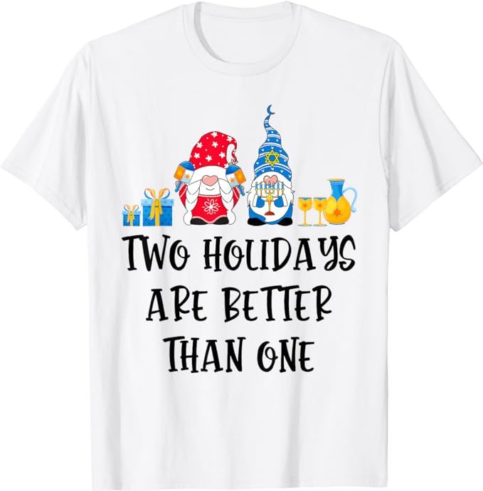Two Holidays Are Better Than One Christmas Hanukkah Jewish T-Shirt | Amazon (US)