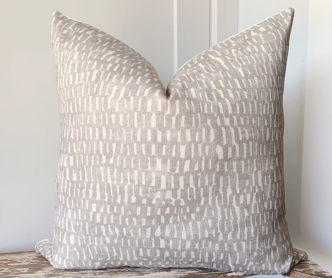 Silvery Grey & Sandy Beige Pillow|  Boho Modern Pillow | Mudcloth Look | neutral decor throw pill... | Etsy (US)