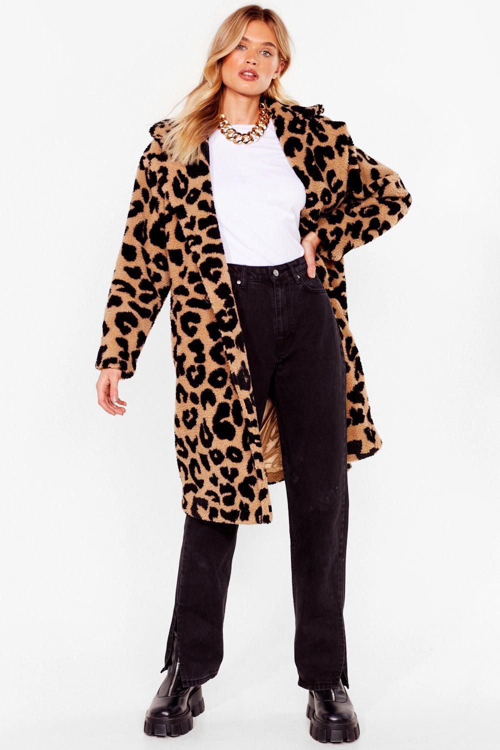 Go Faux Fur It Leopard Longline Coat | NastyGal (UK, IE)