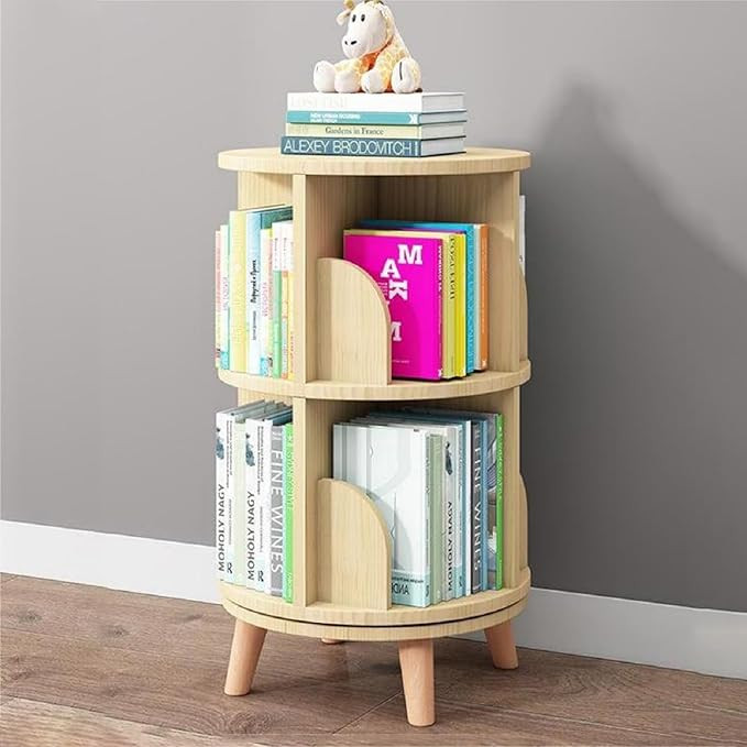 Gdrasuya10 2 Tier Rotating Bookshelf with Legs, Small Stackable Bookshelf 360 Display Standing Re... | Amazon (US)