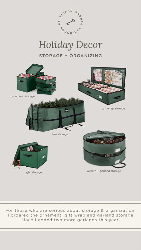 serious storage and organization for holiday decor. comes in green, gray and red. 

ornament, gift wrap, tree, light, garland and wreath storage. 

#LTKHoliday #LTKhome