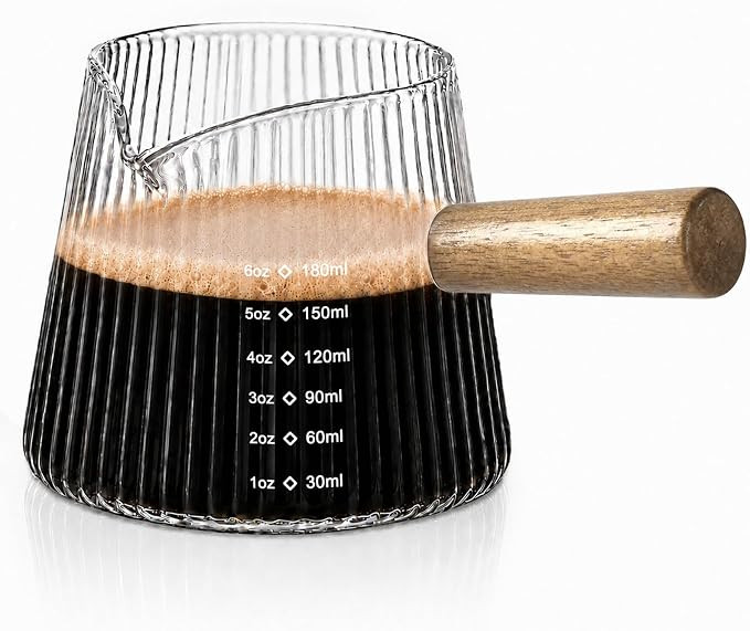 6 OZ Espresso Cup, Espresso Shot Glass Cup with Wood Handle, V-Shaped Glass Measuring Cups, Spout... | Amazon (US)