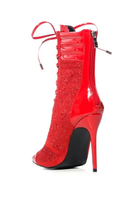 AZALEA WANG FIREFLAME EMBELLISHED BOOTIE IN RED | AKIRA
