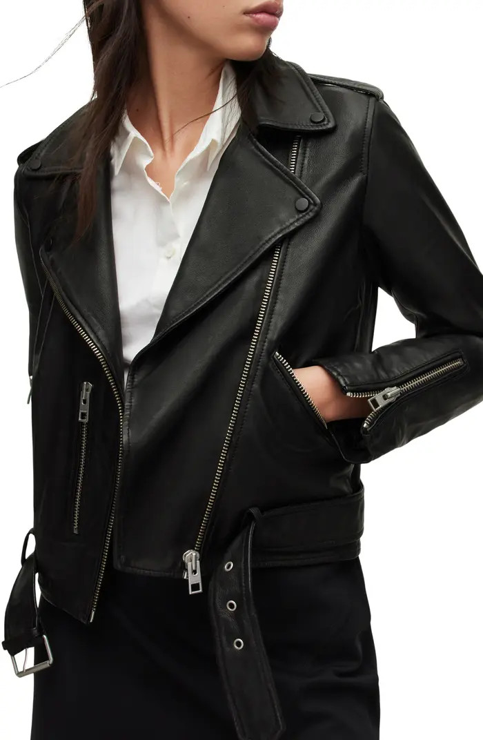 AllSaints Balfern Leather Biker Jacket | Nordstrom | Nordstrom