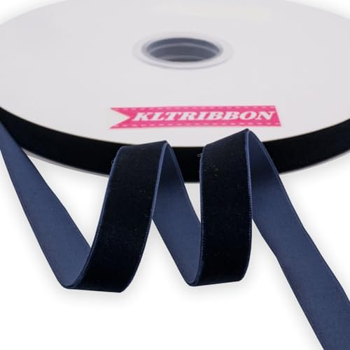 Navy Blue Velvet Ribbon Single Faced,5/8 Inch X 25Yards Spool | Amazon (US)