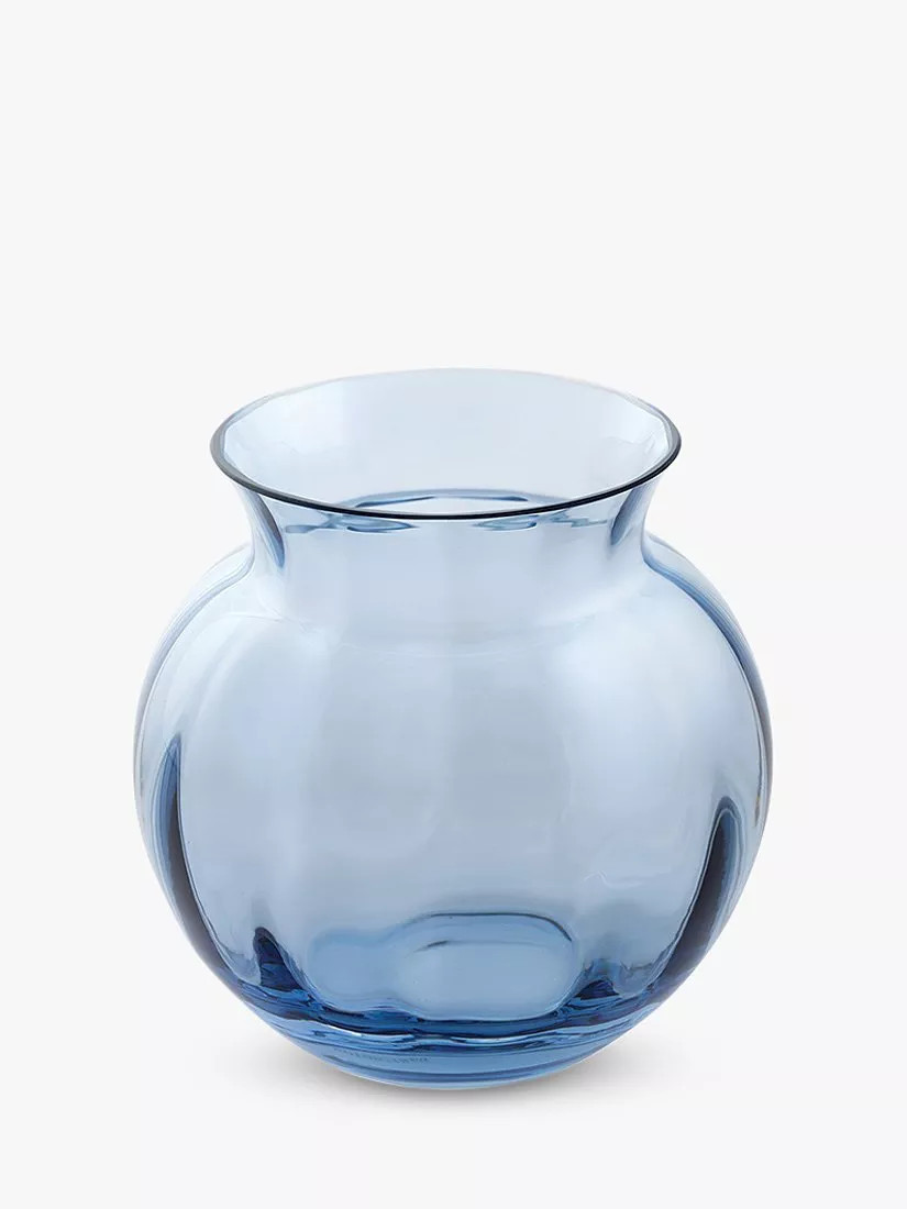 Dartington Crystal Florabundance Anemone Vase, H12.5cm, Ink Blue | John Lewis (UK)
