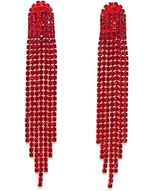 Chandelier Rhinestone Earrings for women,Long Earrings Dangle Dangling Bling Earring Crystal Rhin... | Amazon (US)