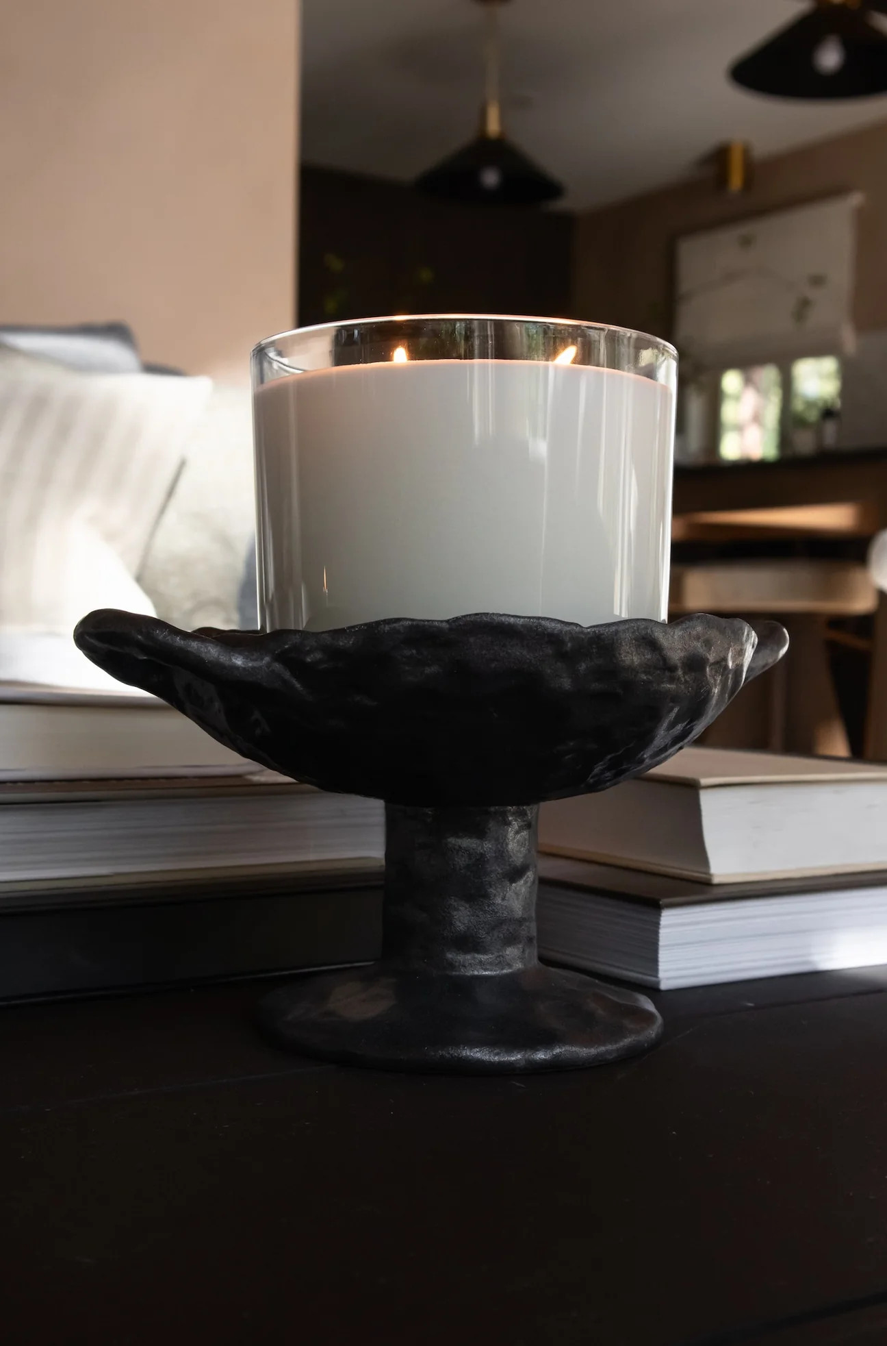 Stoneware Pedestal with Handles | THELIFESTYLEDCO