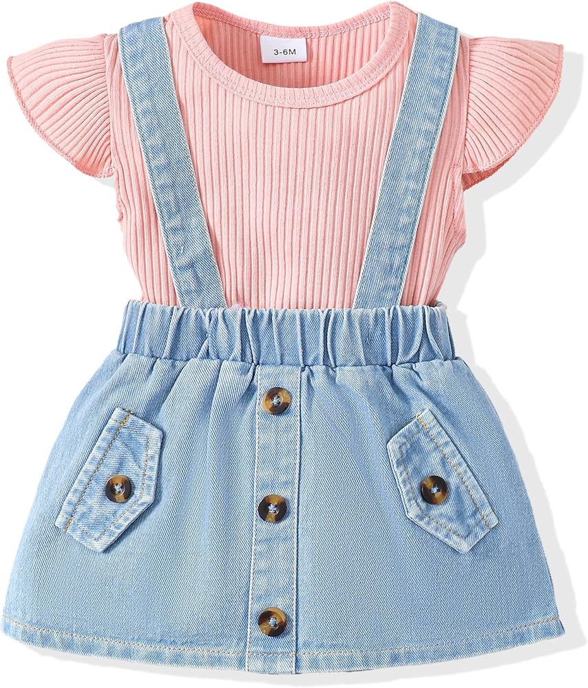 Newborn Baby Girl Clothes Dresses Outfits Gifts Romper Top Overalls Dress Suspender Skirt Sets fo... | Amazon (US)