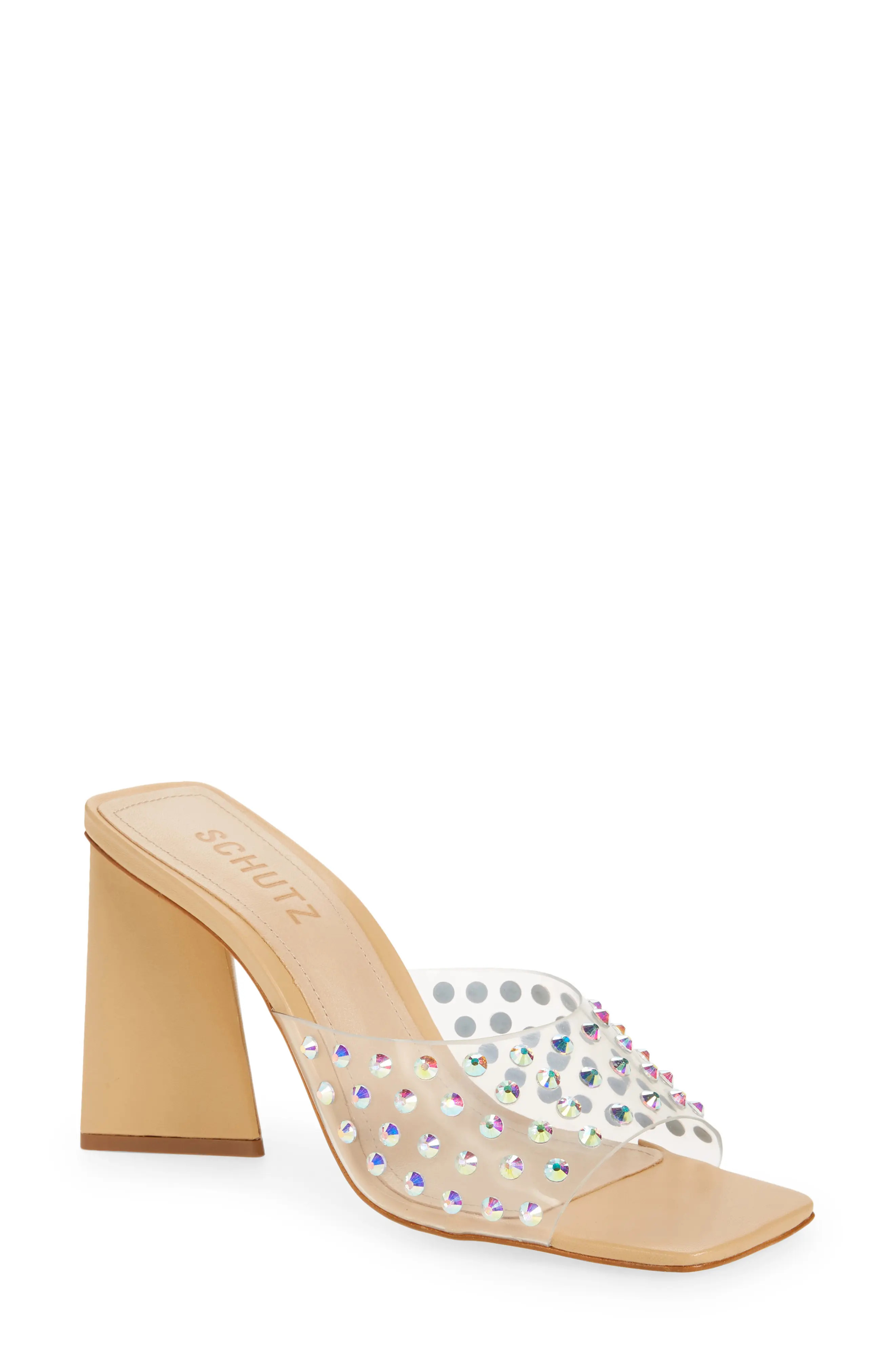 Schutz Lizah Embellished Sandal in Transparente/Light Nude at Nordstrom, Size 6 | Nordstrom