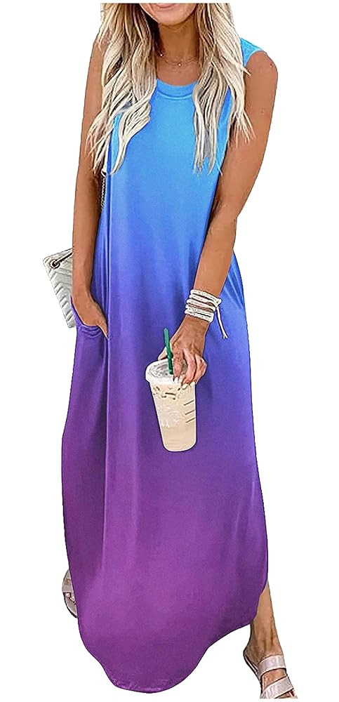 Summer Dresses for Women 2025 Beach Vacation Dress Boho Floral Sundresses Ladies Tropical Pockets... | Amazon (US)