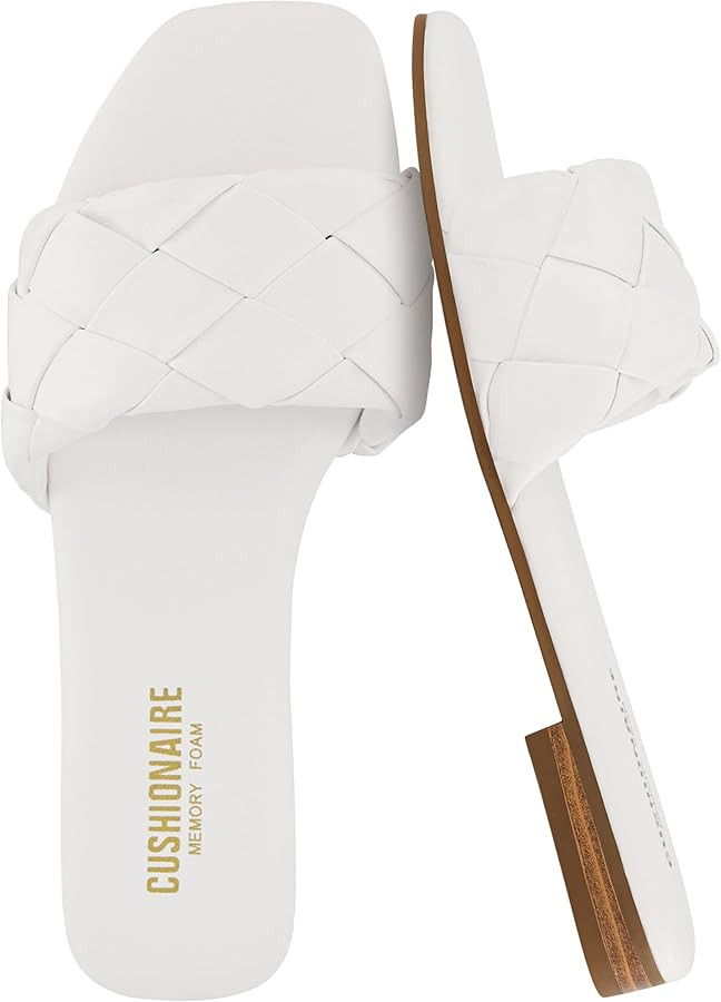 CUSHIONAIRE Franca Woven Slide Sandals Women Dressy or Casual with Memory Foam | Comfortable Summ... | Amazon (US)