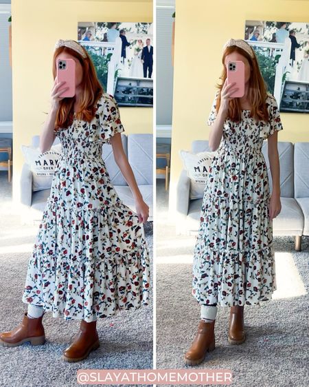 Flowy feminine dress from ivy city! Love to pair this with a jean jacket in the spring or layer with a sweater / cardigan in the fall 🥰 wearing an XXS, smocked bust/top offers perfect stretch

Petite dress outfit, petite style, floral dress, long dress, ivy city dress, church dress, petite hourglass, Easter outfit, spring outfit 

#LTKSpringSale 

#LTKsalealert #LTKSeasonal #LTKfindsunder100