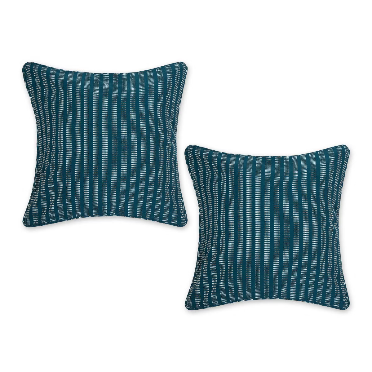 2pc 18"x18" Dobby Striped Recycled Cotton Square Throw Pillow Cover Teal - Design Imports | Target