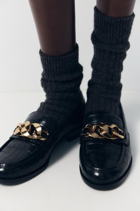 TEXTURED LOAFERS WITH CHAIN | Zara UK