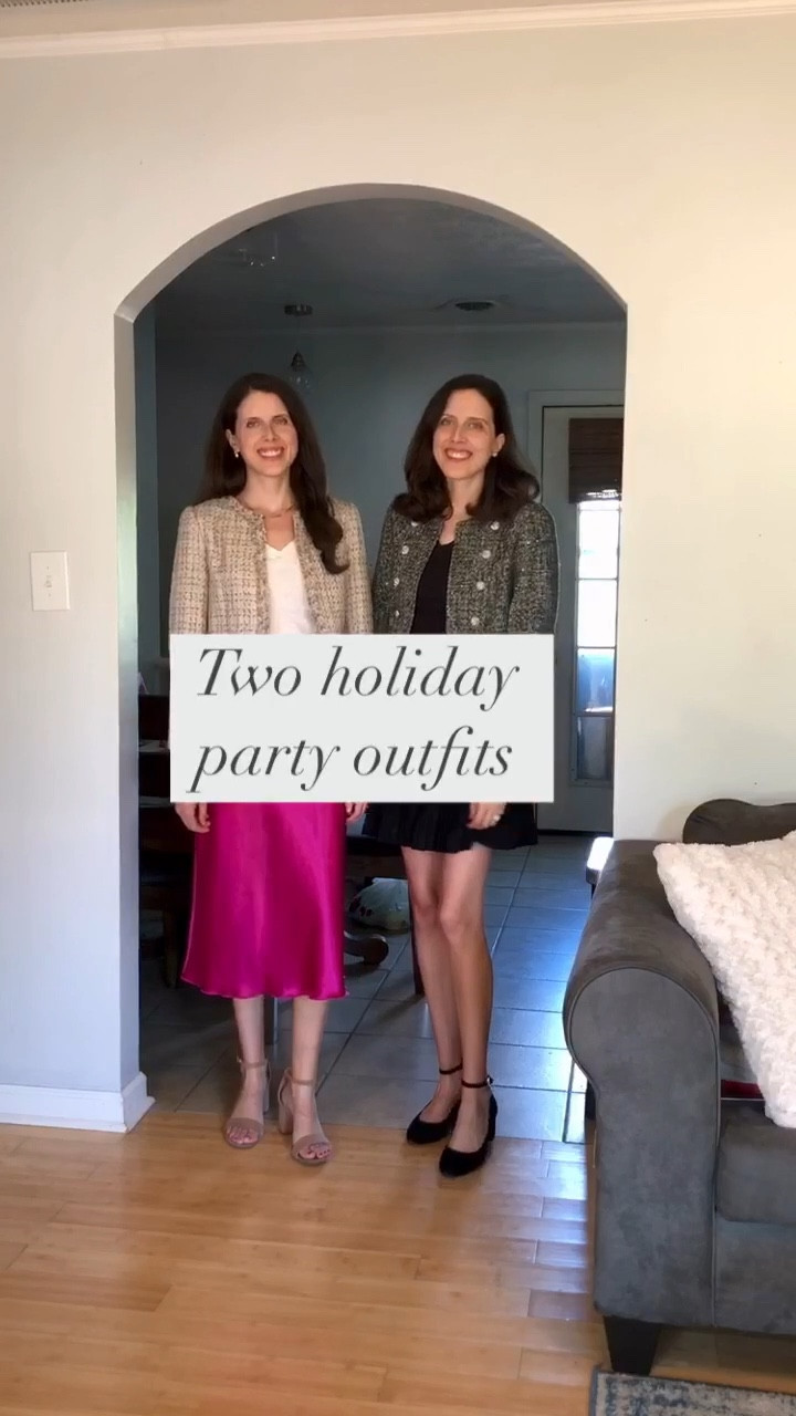 Two holiday party outfits 🎁

Satin skirt
Slip skirt
Lady jacket
Holiday outfit
Tweed Jacket 
Pink skirt 
Classic style 
Twin sisters
Elegant outfit 
Thanksgiving outfit 
Christmas outfit 
Holiday party outfit
Holiday style 
#LTKVideo 

#LTKHoliday #LTKSeasonal