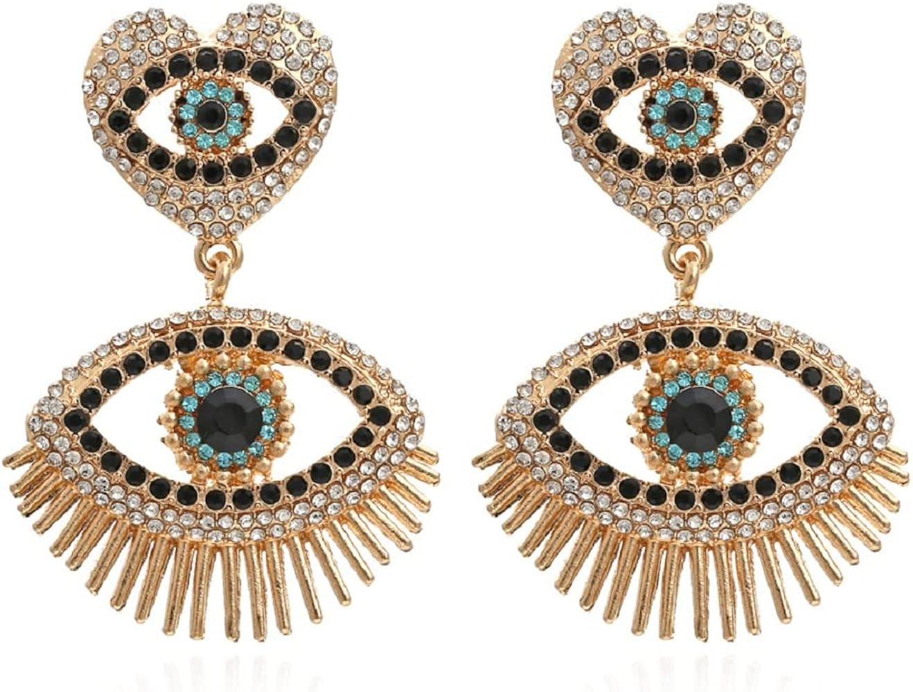 Eye Earrings for Women, Eye Heart Dangle Earrings, Evil Eye Earrings Hypoallergenic, Blue Eye Ear... | Amazon (US)