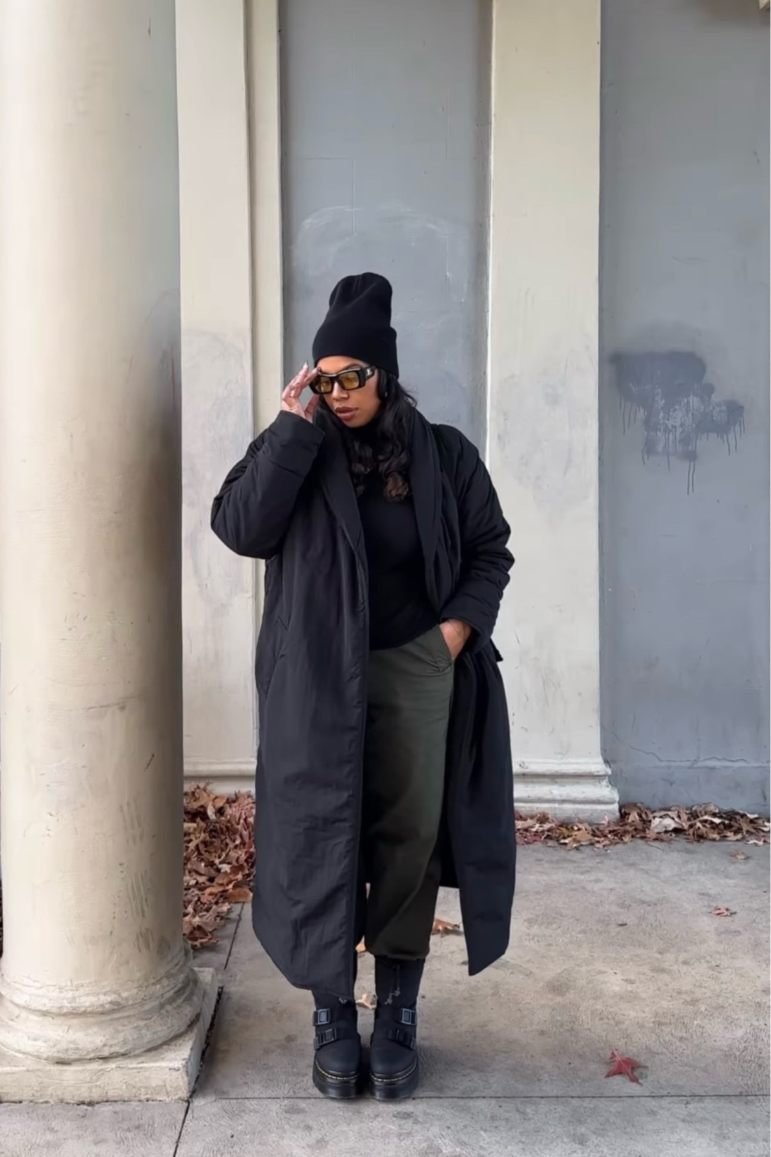 Long black puffer jacket, a beanie, some cargos and Dr. Martens! 

#LTKStyleTip #LTKSeasonal #LTKMidsize