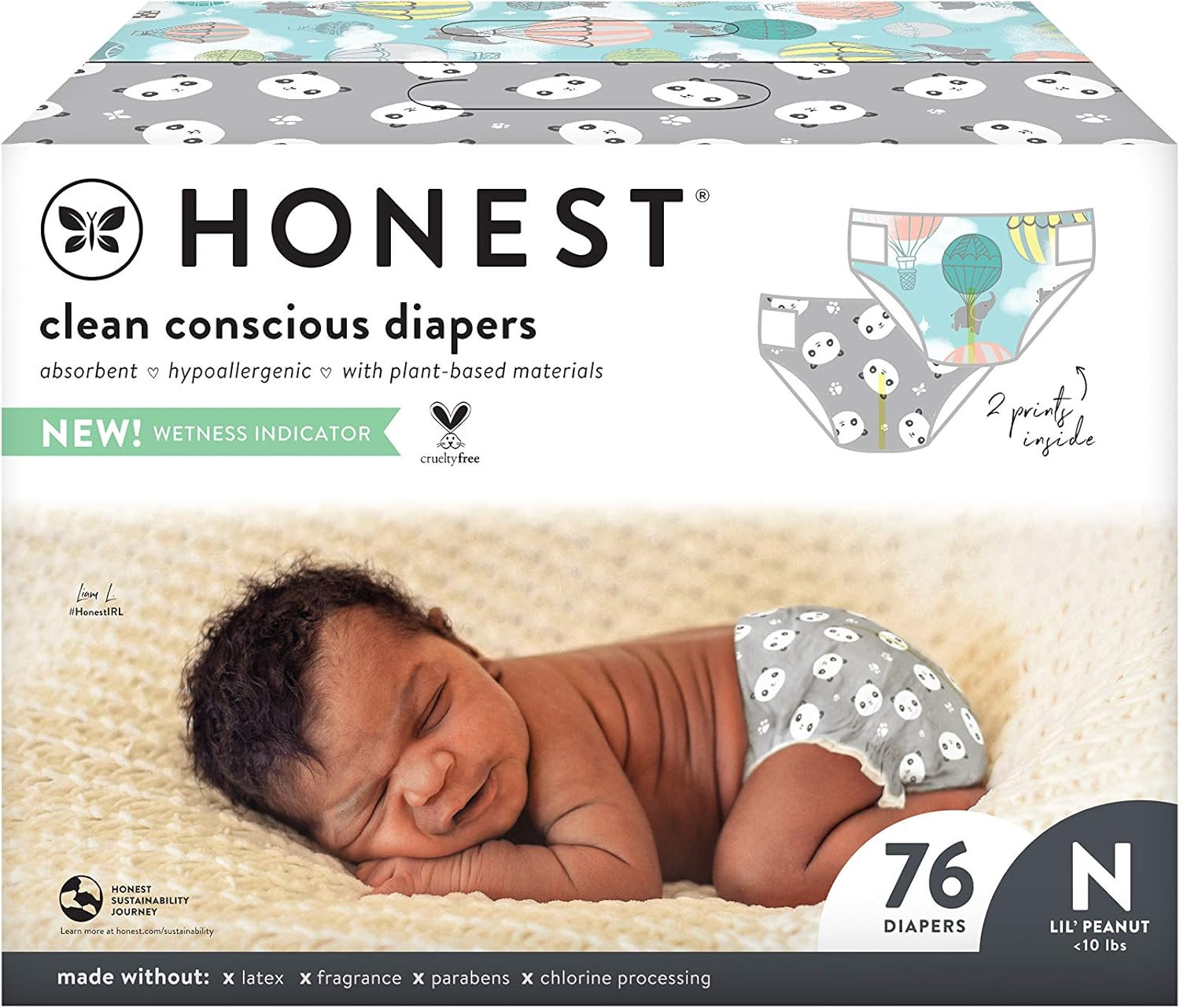 The Honest Company, Club Box, Clean Conscious Diapers, Above It All + Pandas, Size Newborn, 76 Co... | Amazon (US)