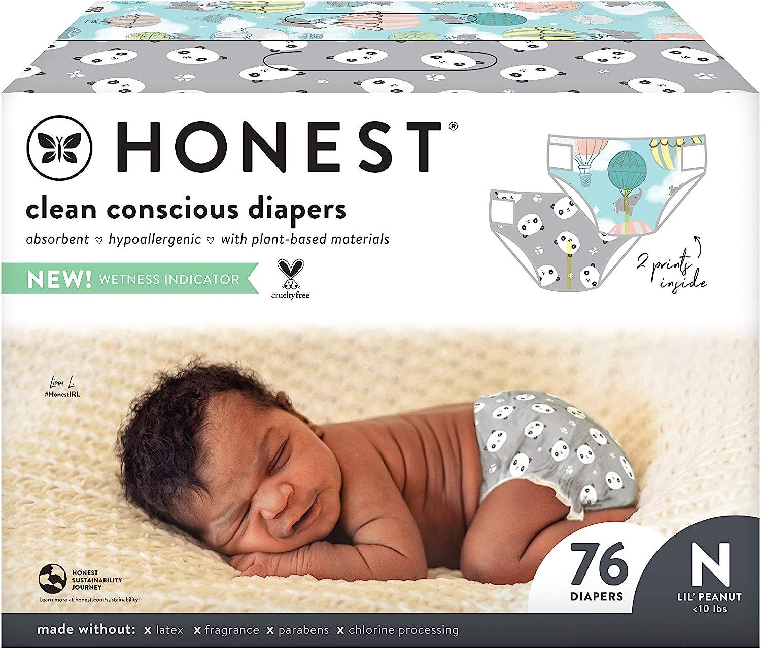 The Honest Company, Club Box, Clean Conscious Diapers, Above It All + Pandas, Size Newborn, 76 Co... | Amazon (US)