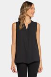 Sleeveless Pintuck Blouse - Black | NYDJ