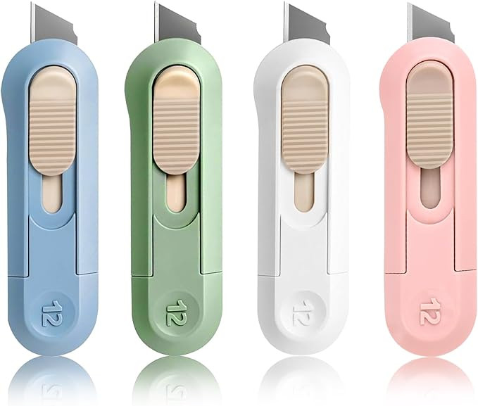 4 PSC Box Cutter,Retractable Box Opener, Package Opener, Easy Slide Retractable Cute Utility Knif... | Amazon (US)