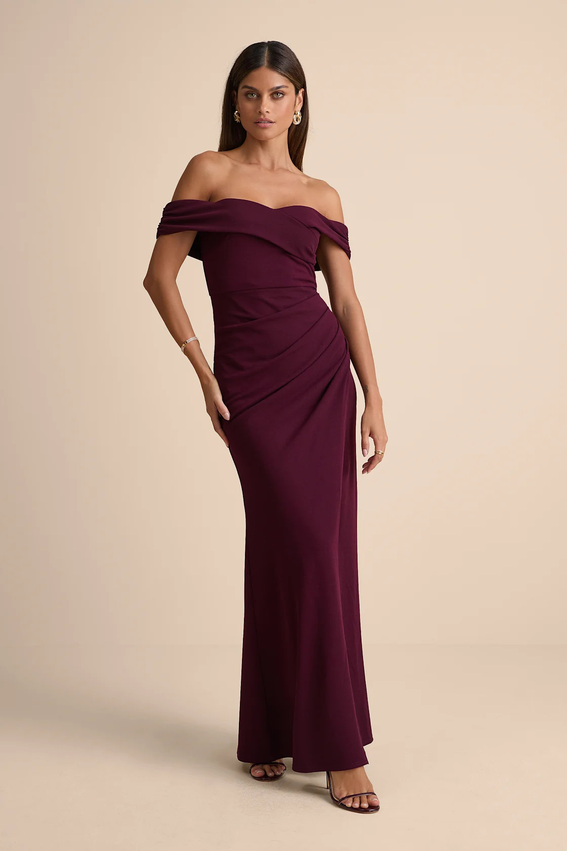 High-Class Presence Plum Off-the-Shoulder Maxi Dress | Lulus