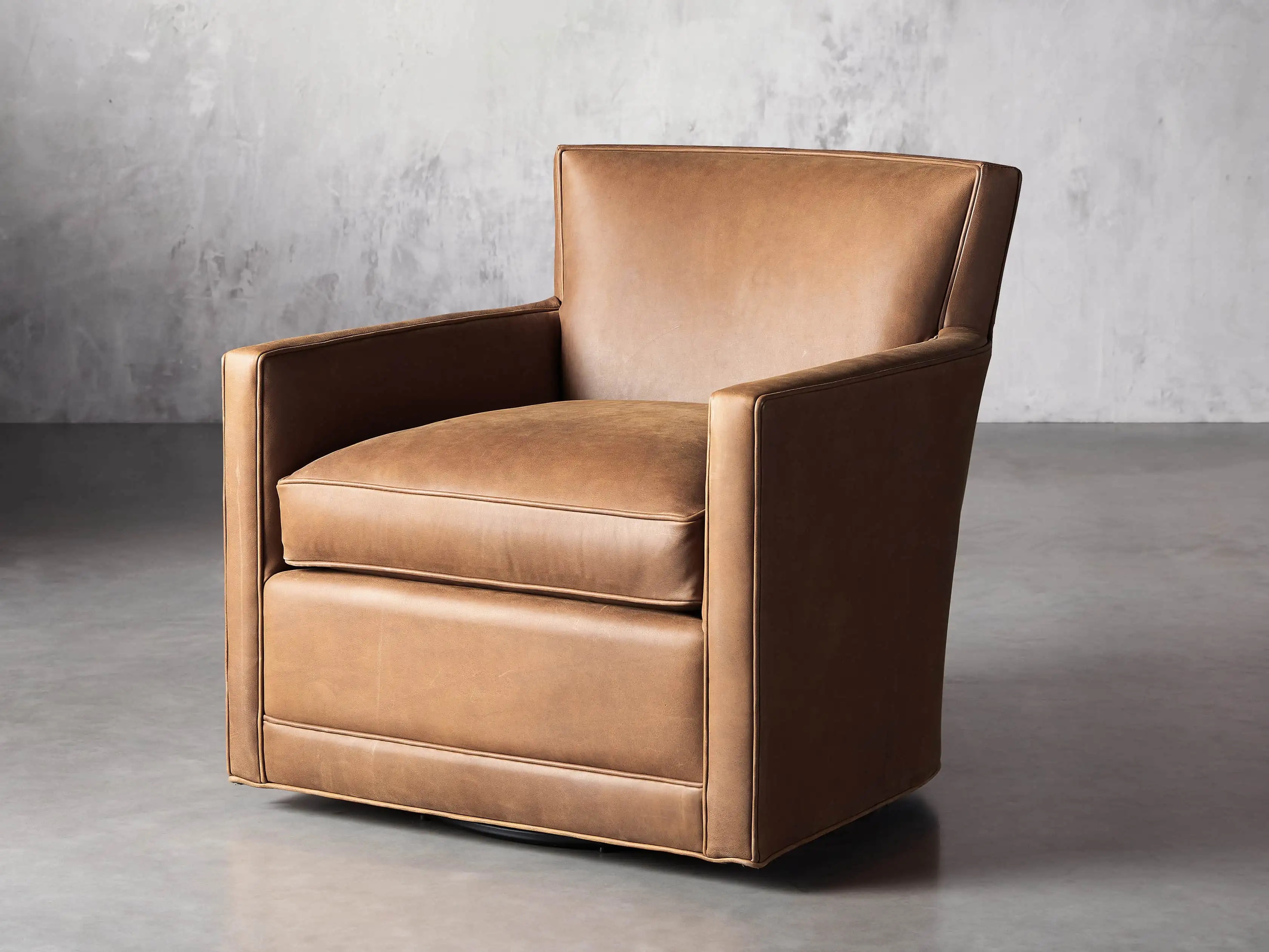 Rudy Leather Swivel Chair | Arhaus