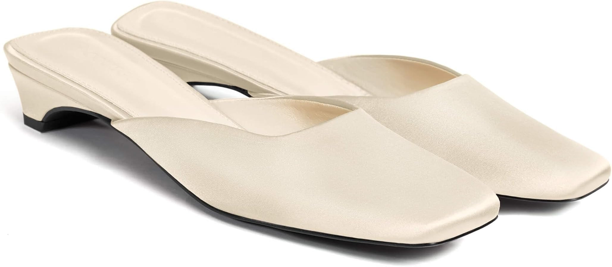 Coutgo Women's Mules Low Kitten Heel Closed Square Toe Slip On Backless Dress Shoes,Size Fits Lar... | Amazon (US)