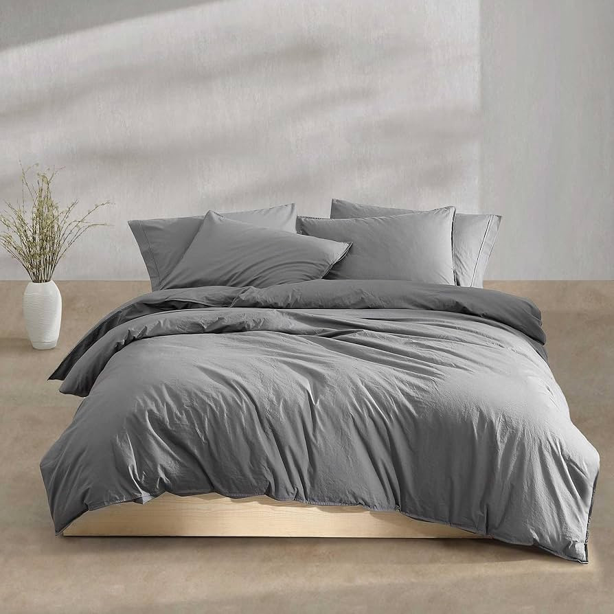 Calvin Klein - King Duvet Cover Set, Modern Cotton Washed Percale Bedding with Matching Shams, Co... | Amazon (US)