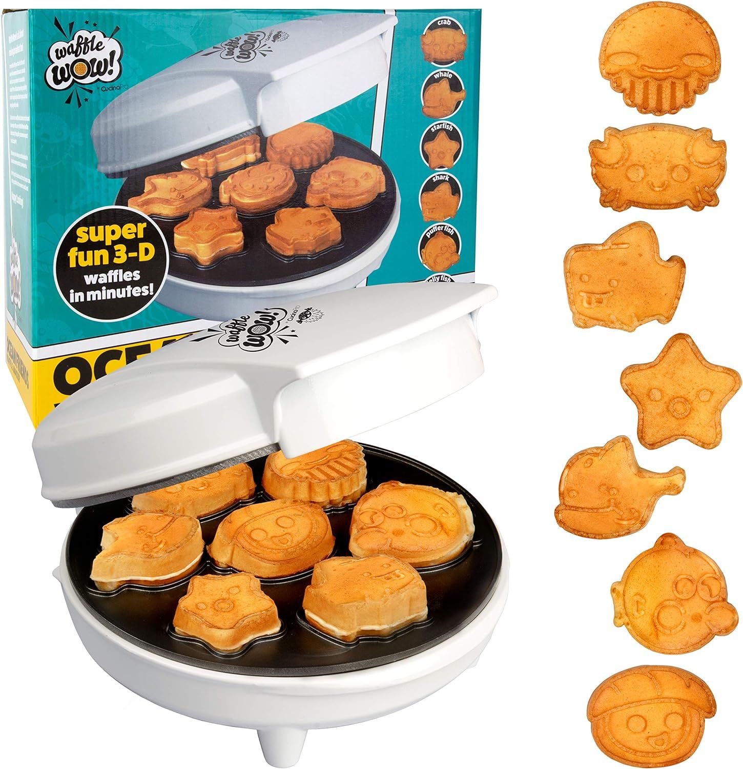 Sea Creature Mini Waffle Maker- Create 7 Different Ocean Animal Shapes in Minutes, Make Breakfast Fu | Amazon (US)