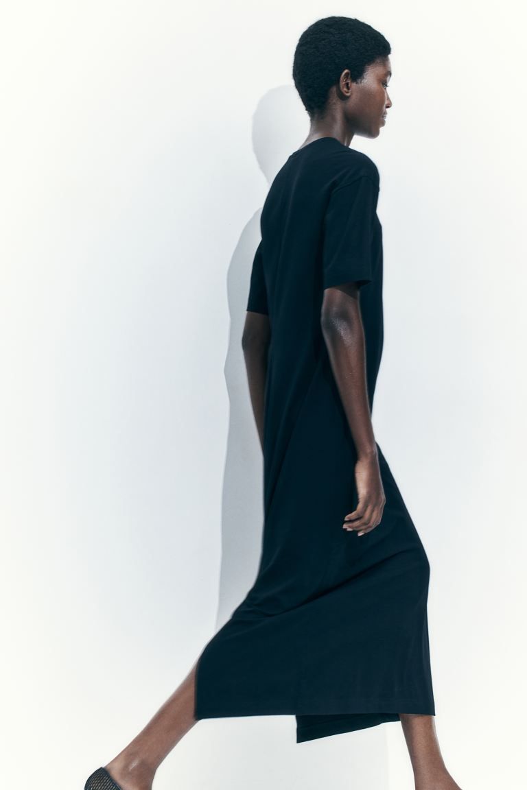 T-shirt Dress - Round Neck - Short sleeve - Black - Ladies | H&M US | H&M (US + CA)