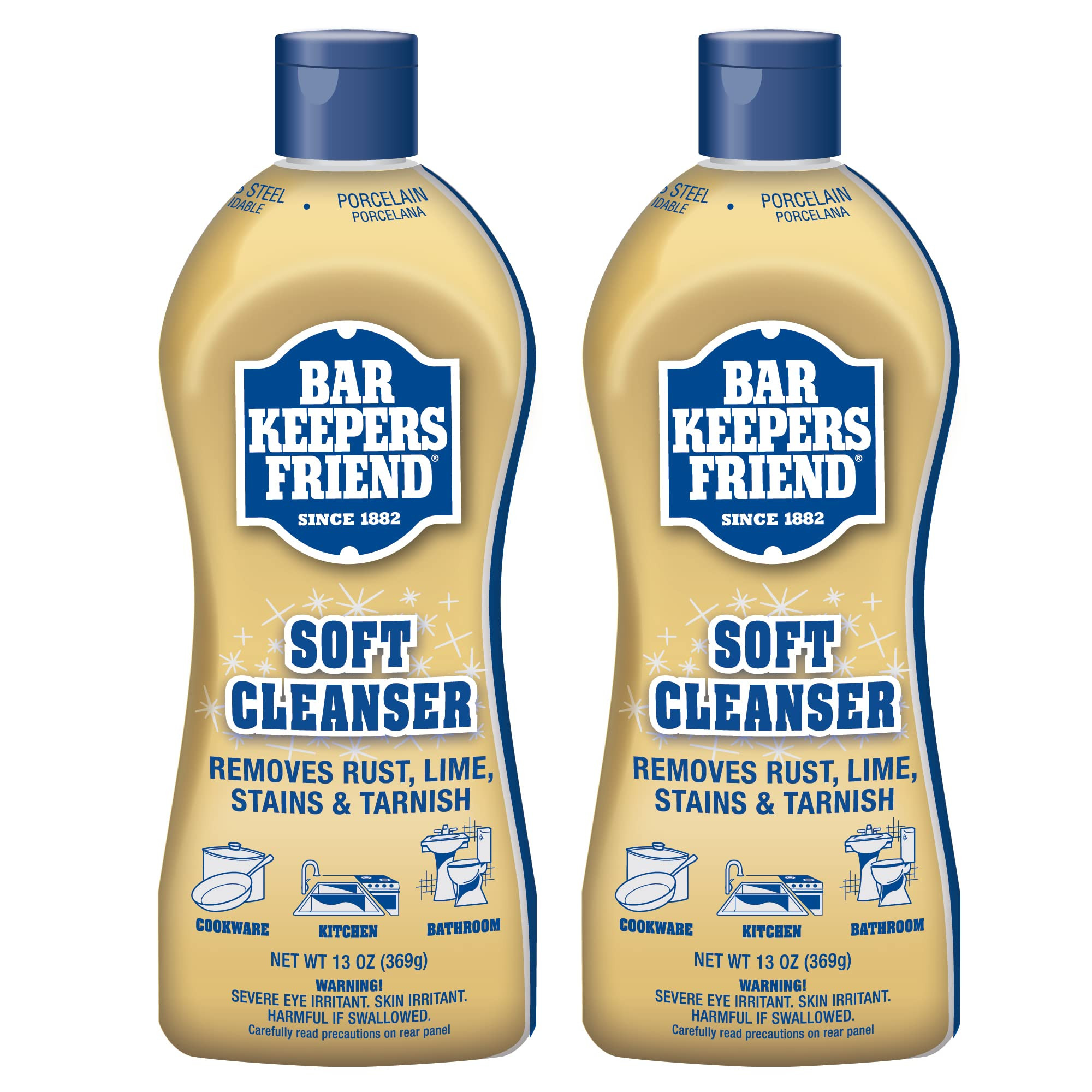 Bar Keepers Friend Soft Cleanser Liquid (2 x 13 Ounce) Multipurpose Cleaner & Rust Stain Remover ... | Amazon (US)