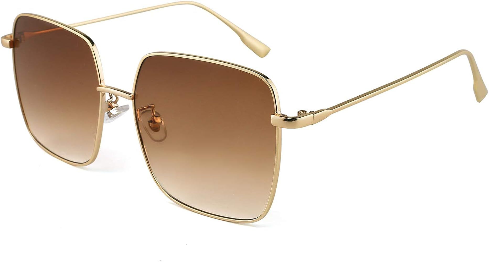 Slocyclub Oversized Square Sunglasses for Women and Men, Classic Metal Frame ,Anti-Glare 100% UV ... | Amazon (US)