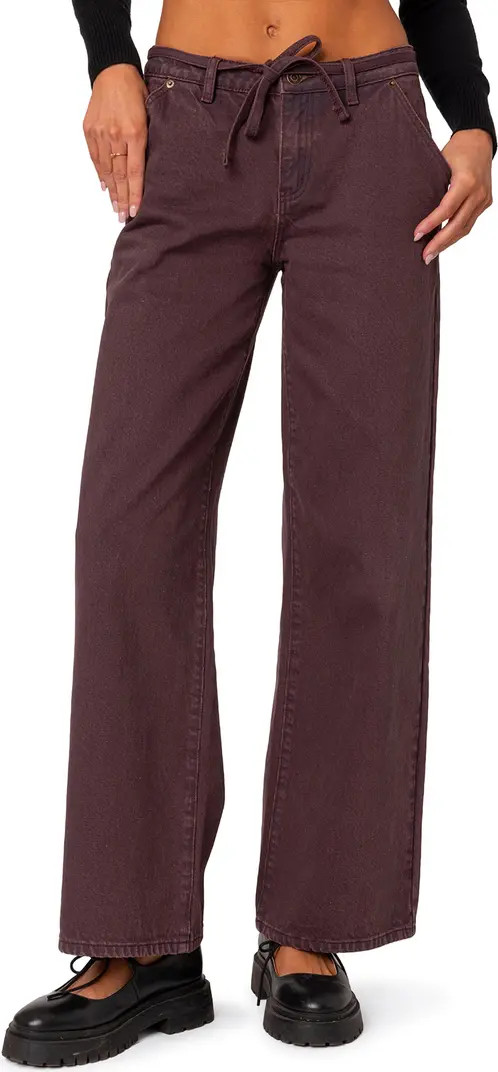 Fernanda Tie Belt Low Rise Wide Leg Jeans | Nordstrom