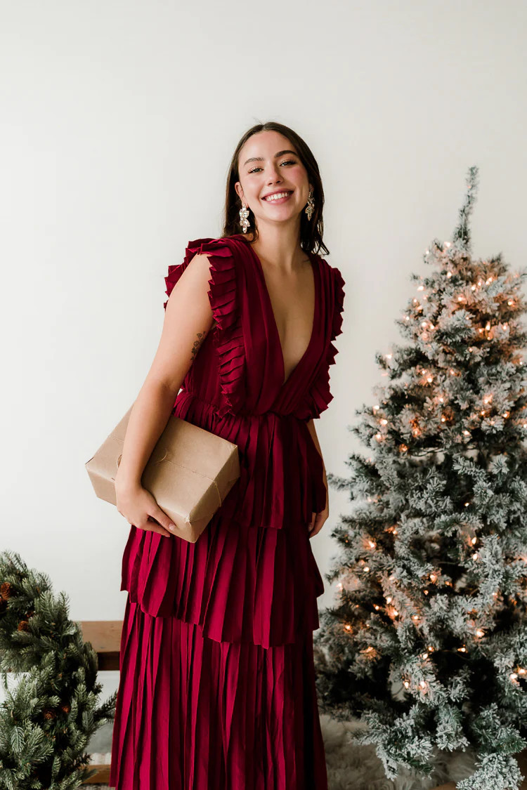 Clara Ruffle Tier Maxi Dress - Red | Confête