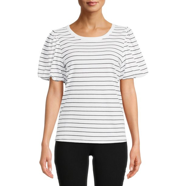 Time and Tru Women's Bubble Sleeve Top - Walmart.com | Walmart (US)
