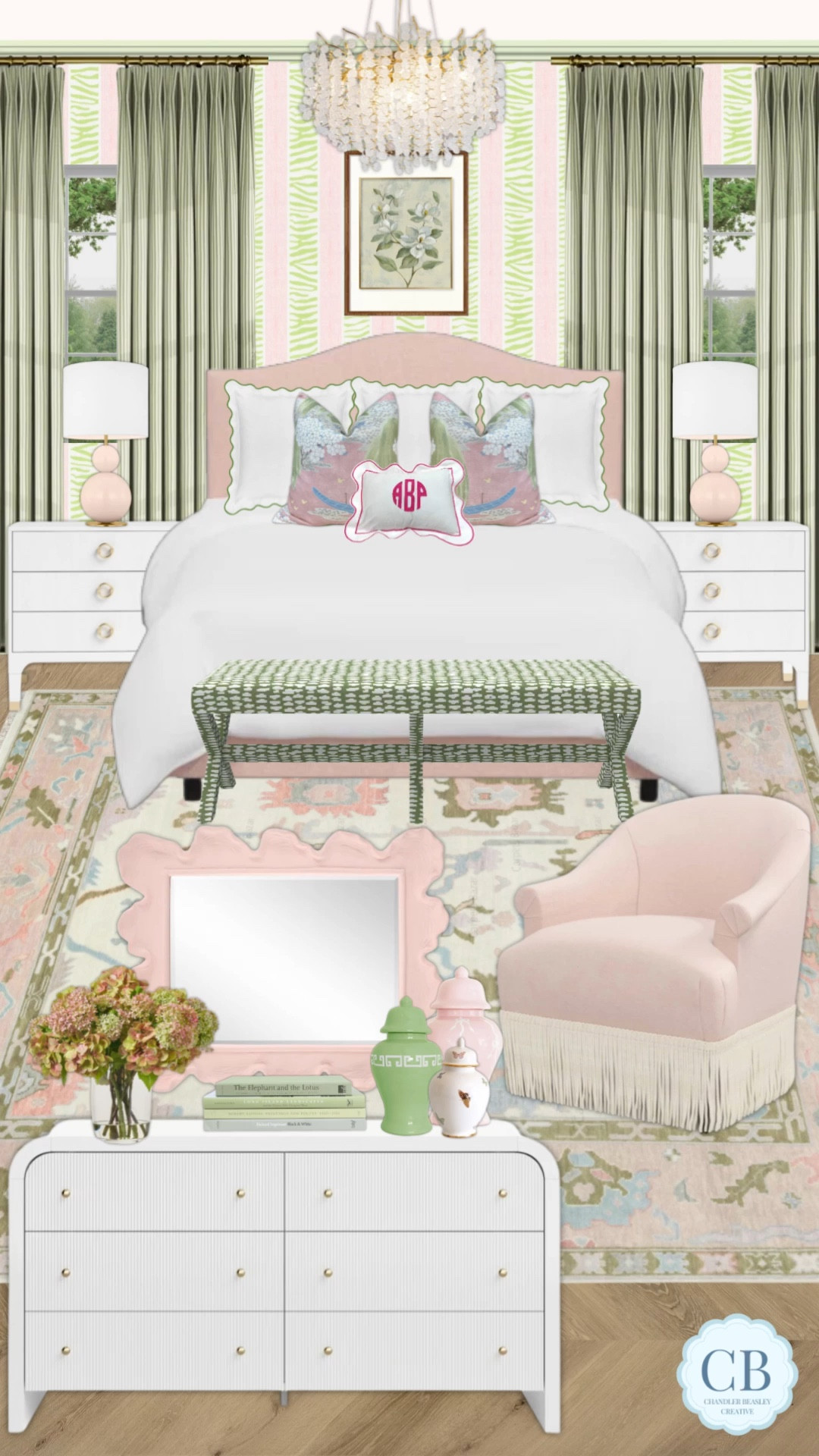 Pink and green bedroom design! 

#LTKStyleTip #LTKHome #LTKWatchNow